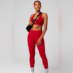 Fabletics Red Leggings- Pure Luxe high waisted